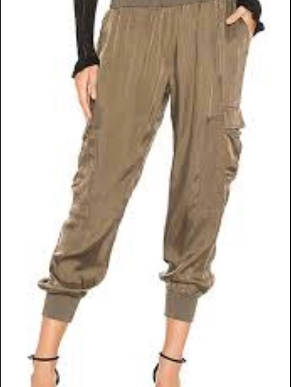 Cinq a Sept Cupro Giles Joggers in Olive Green, XS, 13 waist- has stretch